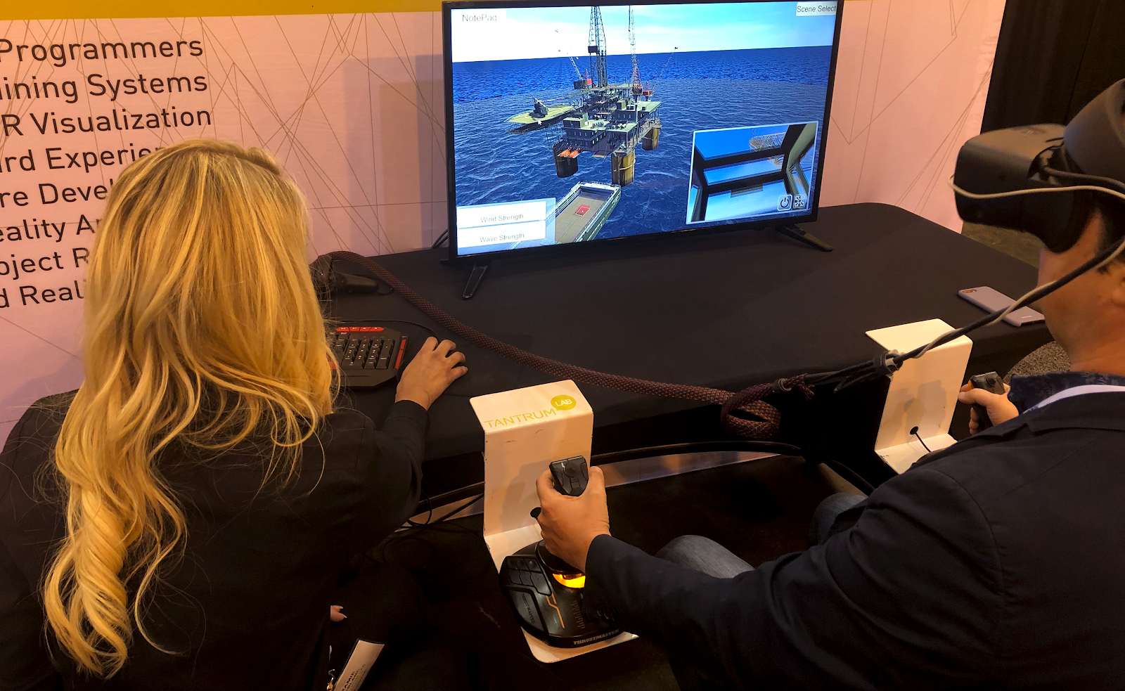 Operating a crane on an offshore rig in a Virtual Reality training environment with Tantrum Lab