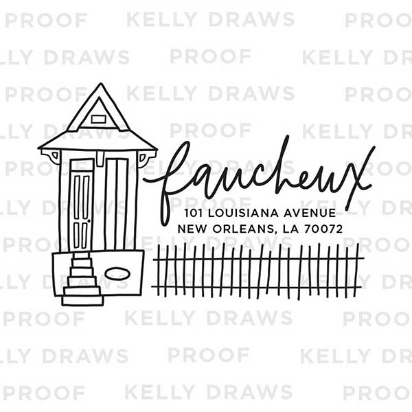 Custom home return address stamp - Kelly Draws